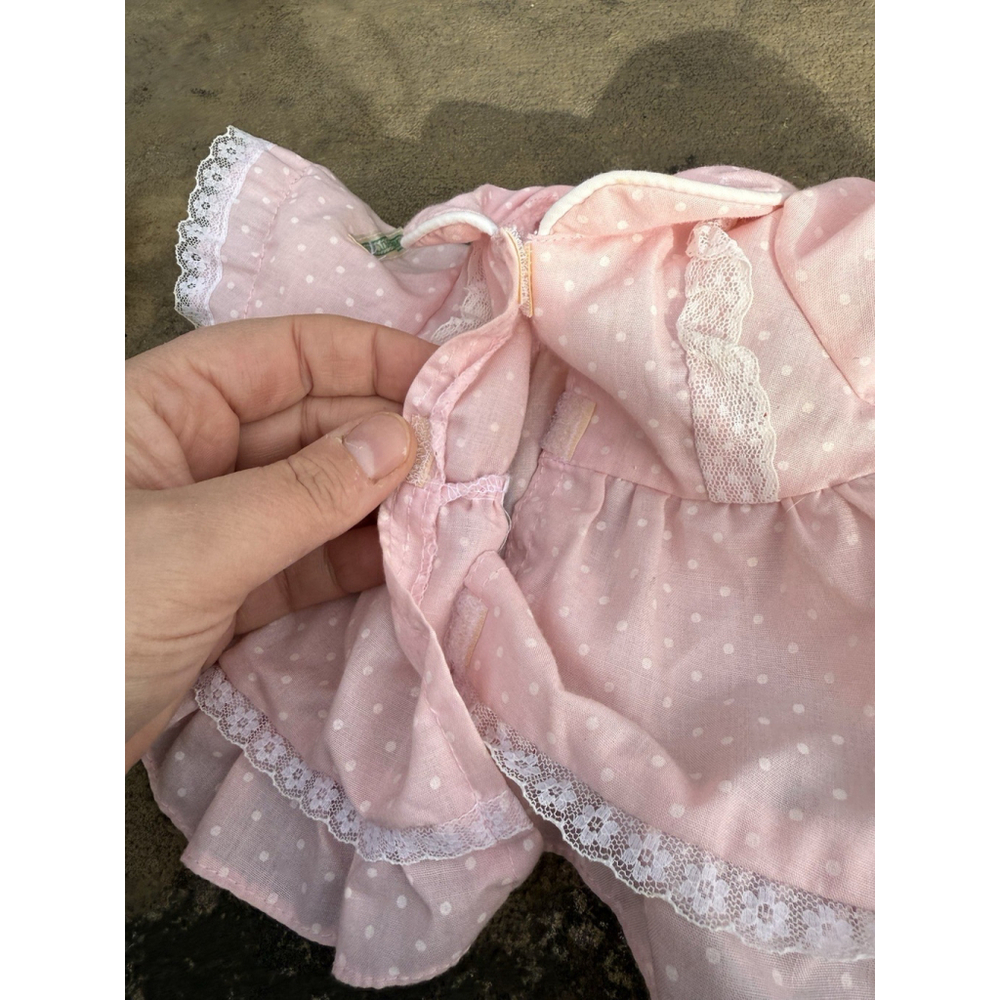 Vintage Cabbage Patch Kid 1980s CPK PINK LAVENDER DRESS Bonnet Fashion Outfit - Picture 6 of 6